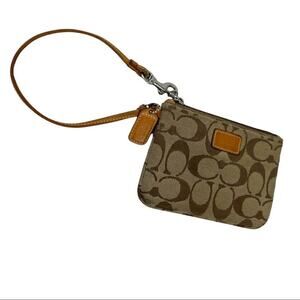 Coach Authentic Signature Canvas Wristlet Pouch